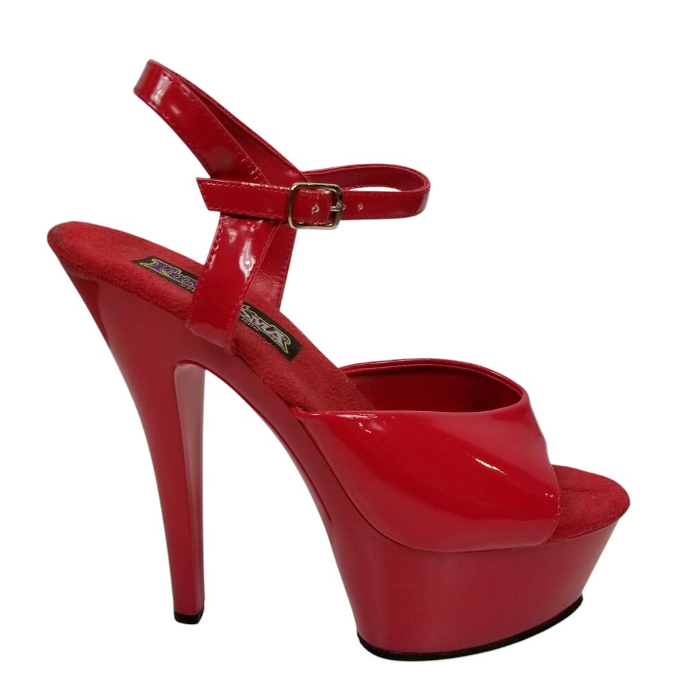 Funtasma Women's Red Faux Patent Leather Stripper Platform Stiletto Heels 7.5